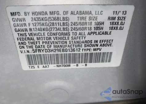 2014 Acura Mdx from USA, damaged, VIN 5FRYD3H29EB013612